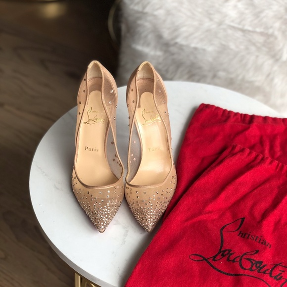 CHRISTIAN LOUBOUTIN,FOLLIES STRASS 100 MESH PUMPS - Picture 1 of 8